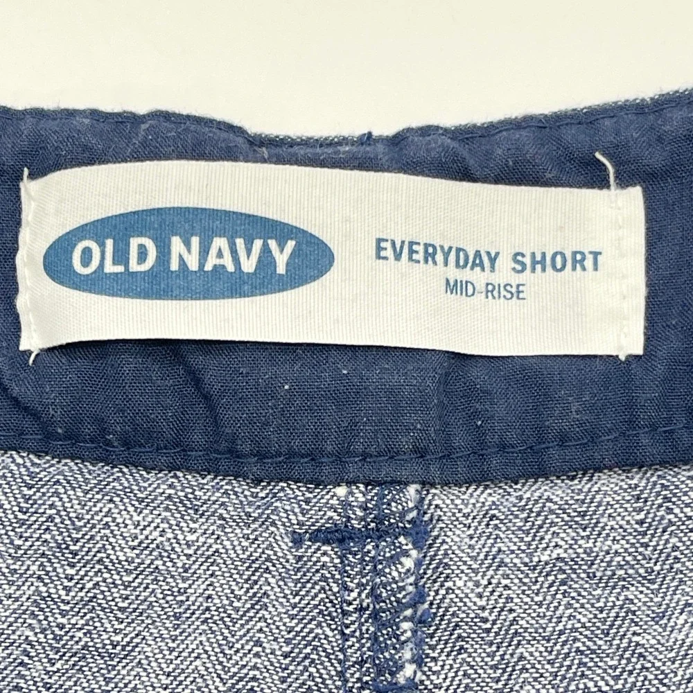 Old Navy Everyday Short Women 4 Dark Chambray Linen Blend Minimal Coastal Beach